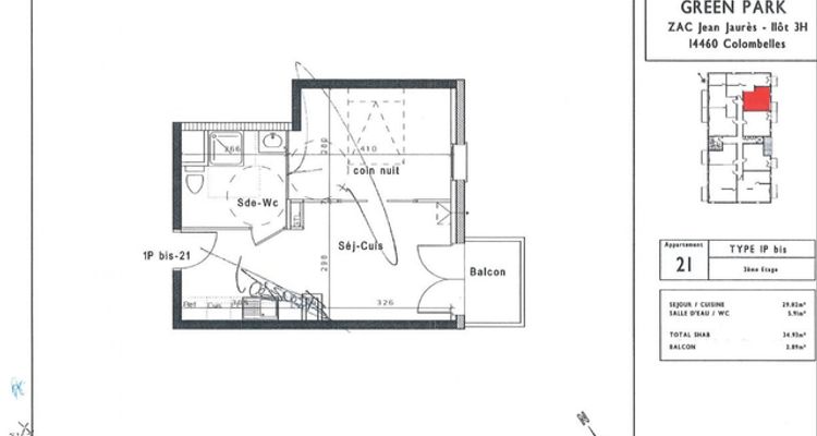 appartement 1 pièce à louer COLOMBELLES 14460 34.9 m²