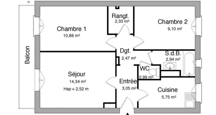 Vue n°1 Appartement 3 pièces T3 F3 à louer - Vandoeuvre (54500)