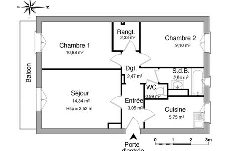 appartement 3 pièces à louer VANDOEUVRE 54500 51.9 m²