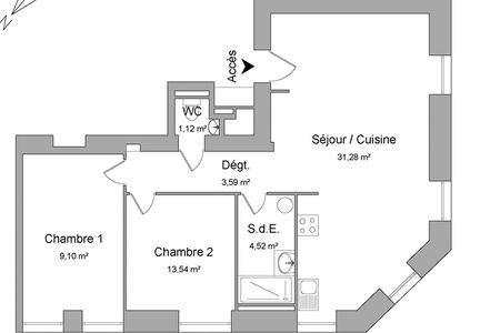 Vue n°3 Appartement 3 pièces T3 F3 à louer - Strasbourg (67000)