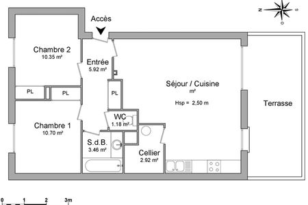 Vue n°3 Appartement 3 pièces T3 F3 à louer - Saint Renan (29290)