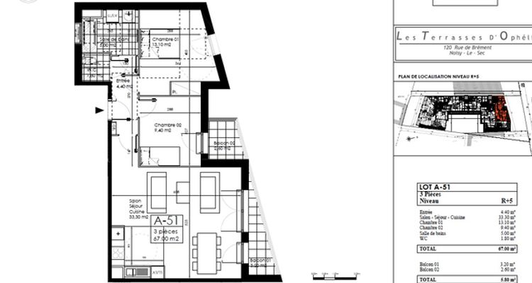 appartement 3 pièces à louer NOISY LE SEC 93130 67 m²