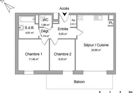 Vue n°2 Appartement 3 pièces à louer - Clermont Ferrand (63100) 695 €/mois cc