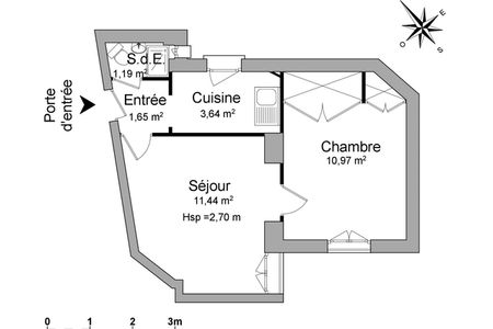 Appartement a louer  - 2 pièce(s) - 28.9 m2 - Surfyn