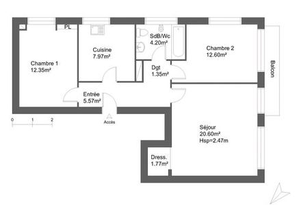 Vue n°2 Appartement 3 pièces à louer - LORIENT (56100) - 66.41 m²