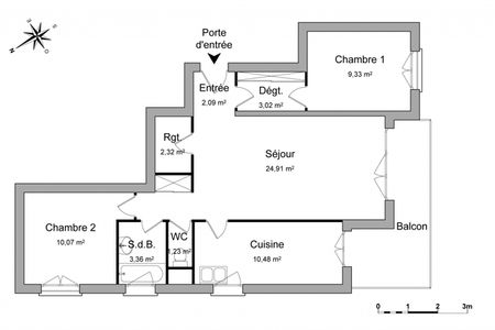 Vue n°2 Appartement 3 pièces T3 F3 à louer - Mainvilliers (28300)