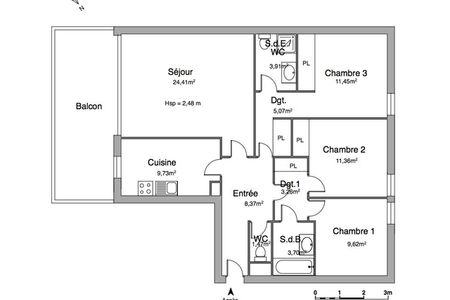 appartement 4 pièces à louer MONTPELLIER 34000 92.4 m²