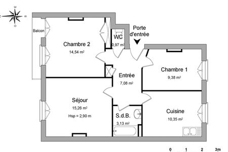 Vue n°2 Appartement 3 pièces T3 F3 à louer - Saint Etienne (42100)