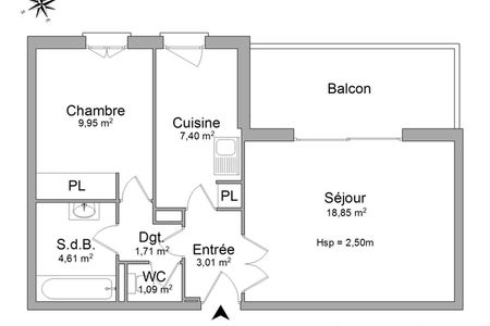 Vue n°2 Appartement meublé 2 pièces T2 F2 à louer - Marseille 8ᵉ (13008)