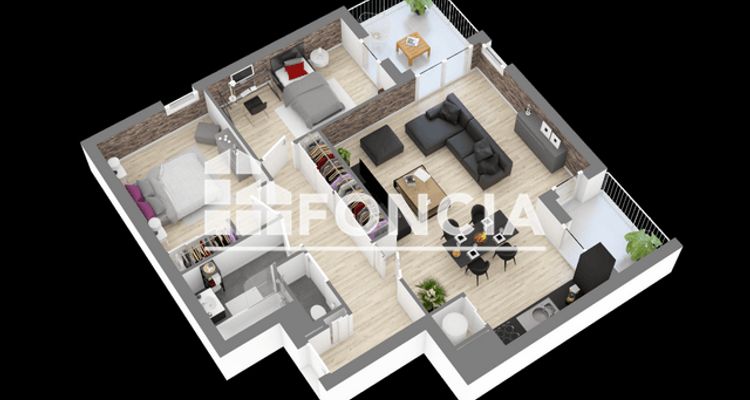 appartement 3 pièces à vendre CUGNAUX 31270 70 m²