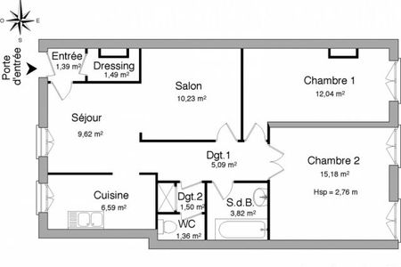Vue n°2 Appartement 3 pièces à louer - BORDEAUX (33000) - 68.31 m²