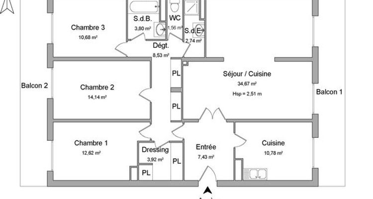 appartement 4 pièces à louer GRENOBLE 38100 110.87 m²