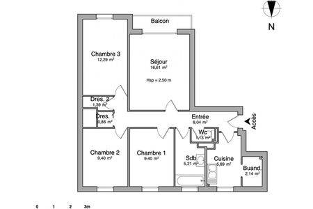 Appartement a louer  - 4 pièce(s) - 72.4 m2 - Surfyn