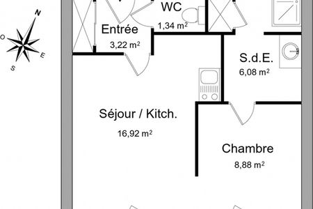 Vue n°3 Appartement 2 pièces T2 F2 à louer - La Roche Sur Yon (85000)