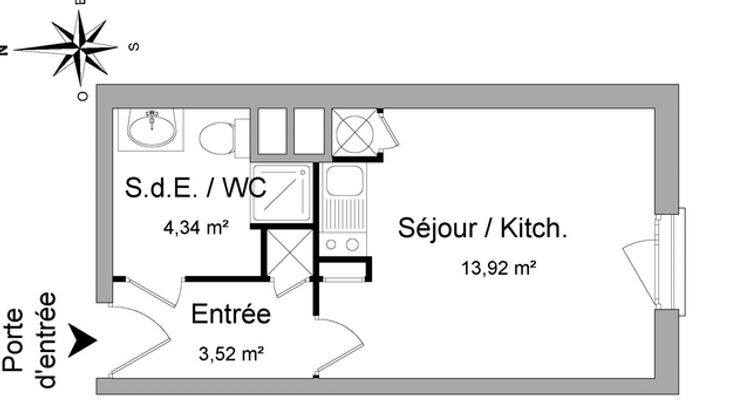 appartement 1 pièce à louer RENNES 35000 21.8 m²