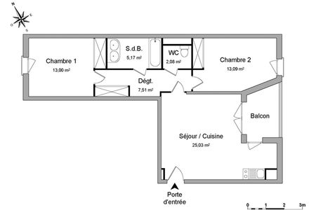 Vue n°3 Appartement 3 pièces T3 F3 à louer - Toulouse 3ᵉ (31300)