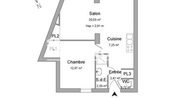 appartement 2 pièces à vendre Villeurbanne 69100 46.49 m²