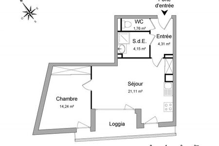 Vue n°2 Appartement 2 pièces à louer - NANTES (44300) - 45.57 m²