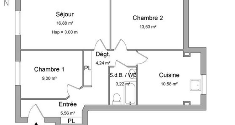 appartement 3 pièces à louer BOURGOIN-JALLIEU 38300 63.01 m²