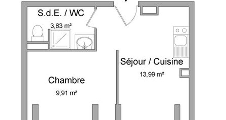 appartement 1 pièce à louer TOURCOING 59200 27.73 m²