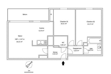 appartement 3 pièces à louer CROIX 59170 57.2 m²