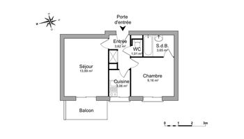 appartement 2 pièces à louer TOULOUSE 31500 34.4 m²