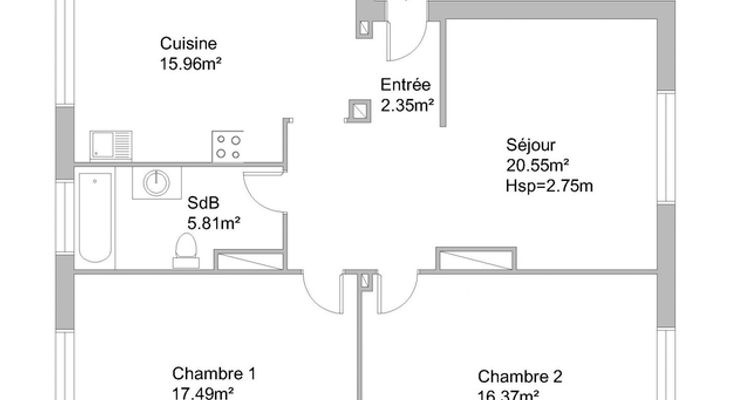 Vue n°1 Appartement 3 pièces T3 F3 à louer - Colmar (68000)