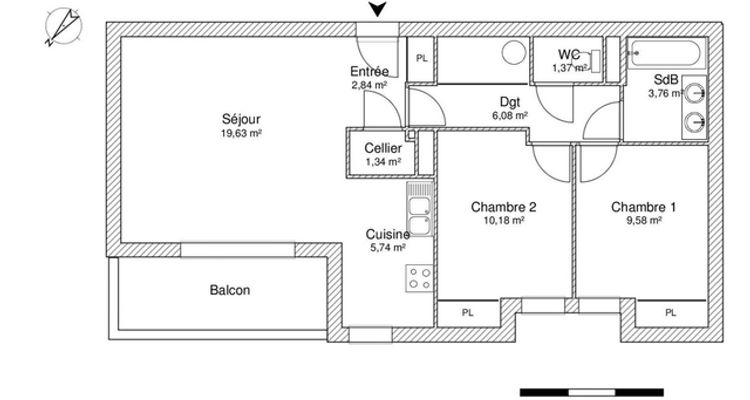 appartement 3 pièces à louer COLOMIERS 31770 60.5 m²