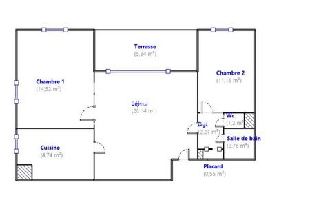 Vue n°2 Appartement 3 pièces à vendre - MERIGNAC (33700) - 56.31 m²