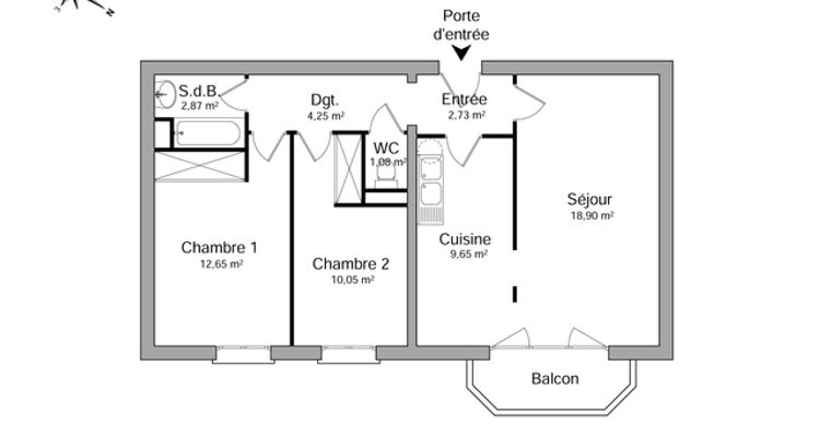 appartement 3 pièces à louer LA MADELEINE 59110 62.2 m²