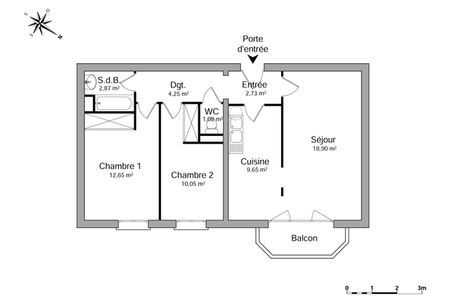 Vue n°2 Appartement 3 pièces T3 F3 à louer - La Madeleine (59110)