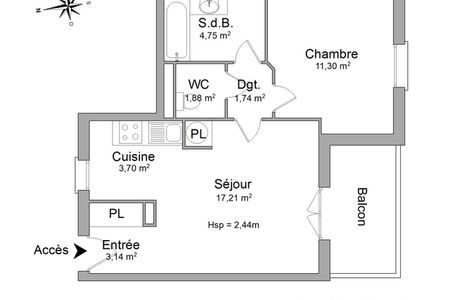 appartement 2 pièces à louer TOULOUSE 31200 43.9 m²