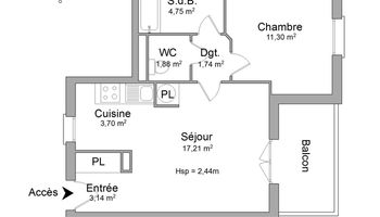 appartement 2 pièces à louer TOULOUSE 31200 43.9 m²