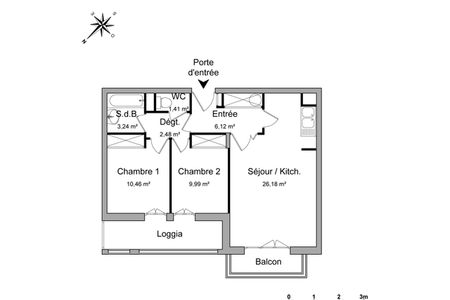 Vue n°2 Appartement 3 pièces T3 F3 à louer - Carrieres Sous Poissy (78955)