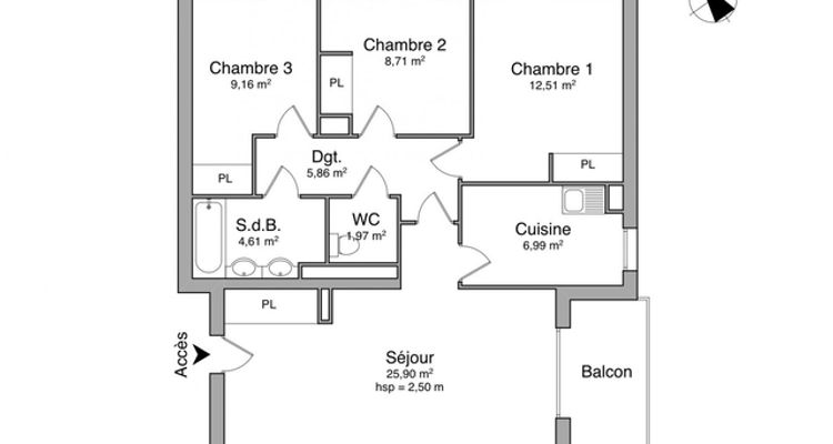Vue n°1 Appartement 4 pièces T4 F4 à louer - Saint Brieuc (22000)