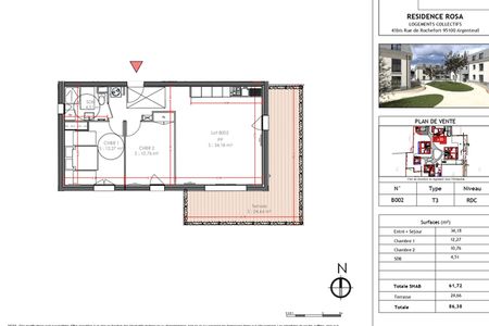 Appartement a louer argenteuil - 3 pièce(s) - 61.7 m2 - Surfyn