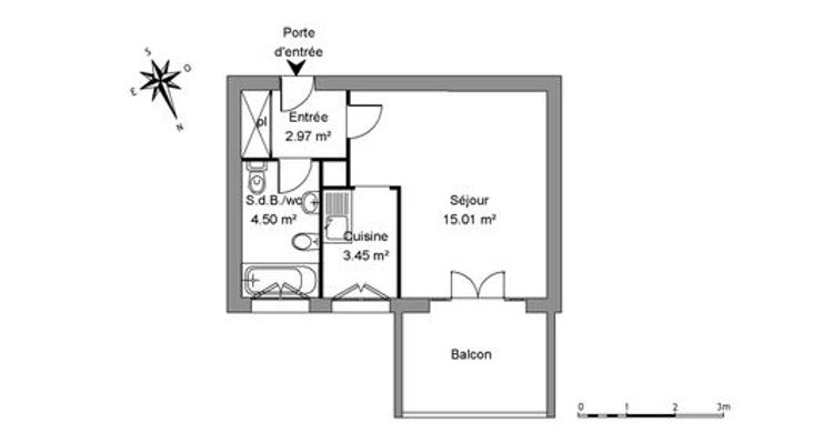 appartement 1 pièce à louer MONTPELLIER 34090 25.93 m²