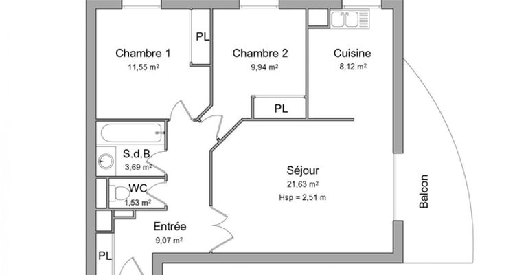 appartement 3 pièces à louer LONS 64140 65.5 m²