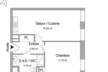 Vue n°2 Appartement 2 pièces T2 F2 à louer - Blagnac (31700)