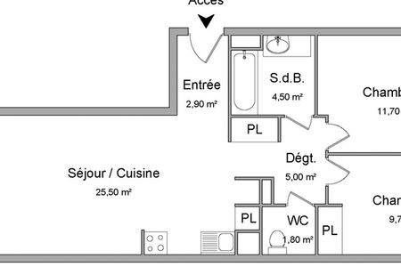 Vue n°3 Appartement 3 pièces T3 F3 à louer - Toulouse (31200)