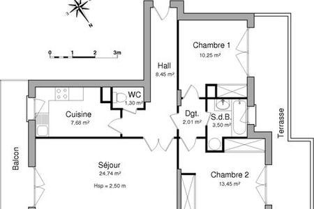 Vue n°2 Appartement 3 pièces à louer - NANTERRE (92000) - 71.38 m²