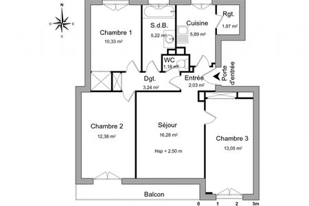 Appartement a louer  - 4 pièce(s) - 71.5 m2 - Surfyn