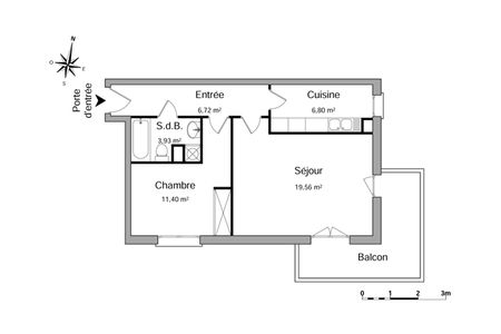 Vue n°3 Appartement 2 pièces T2 F2 à louer - Strasbourg Koenigshoffen (67200)