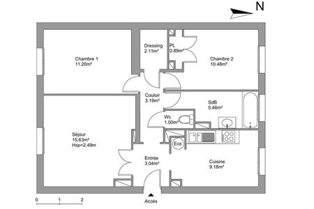 Vue n°2 Appartement 3 pièces T3 F3 à louer - Voiron (38500)