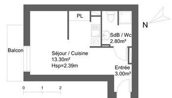 appartement 1 pièce à louer TOULOUSE 31000 19.1 m²