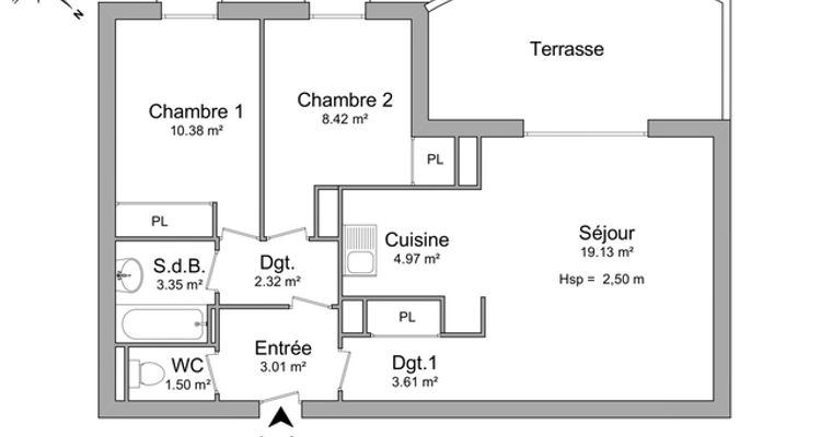 Vue n°1 Appartement 3 pièces T3 F3 à louer - Bormes Les Mimosas (83230)