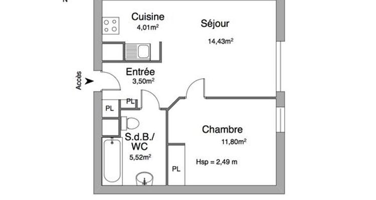 appartement 2 pièces à louer LIEUSAINT 77127 39.26 m²