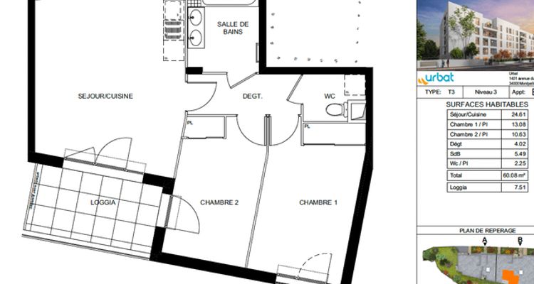 appartement 3 pièces à louer MARSEILLE 10ᵉ 13010 60.1 m²