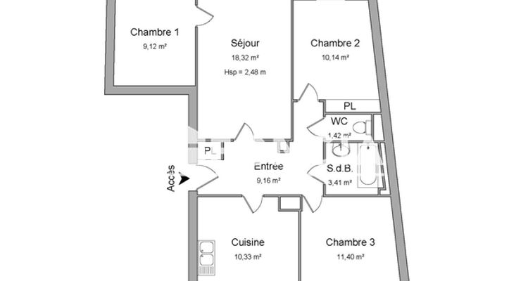 appartement 4 pièces à vendre villeurbanne 69100 73.2 m²