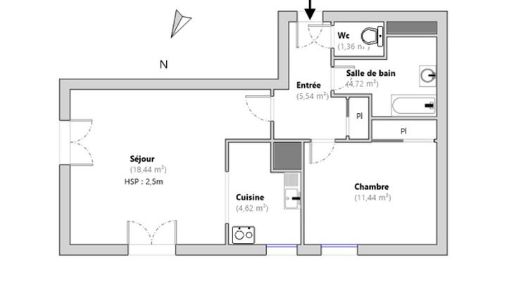 appartement 2 pièces à louer LESQUIN 59810 46.1 m²